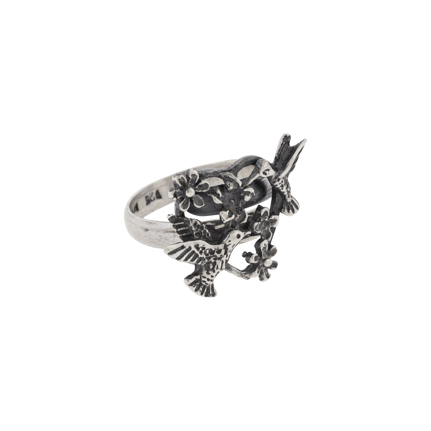 Anillo colibríes enamorados