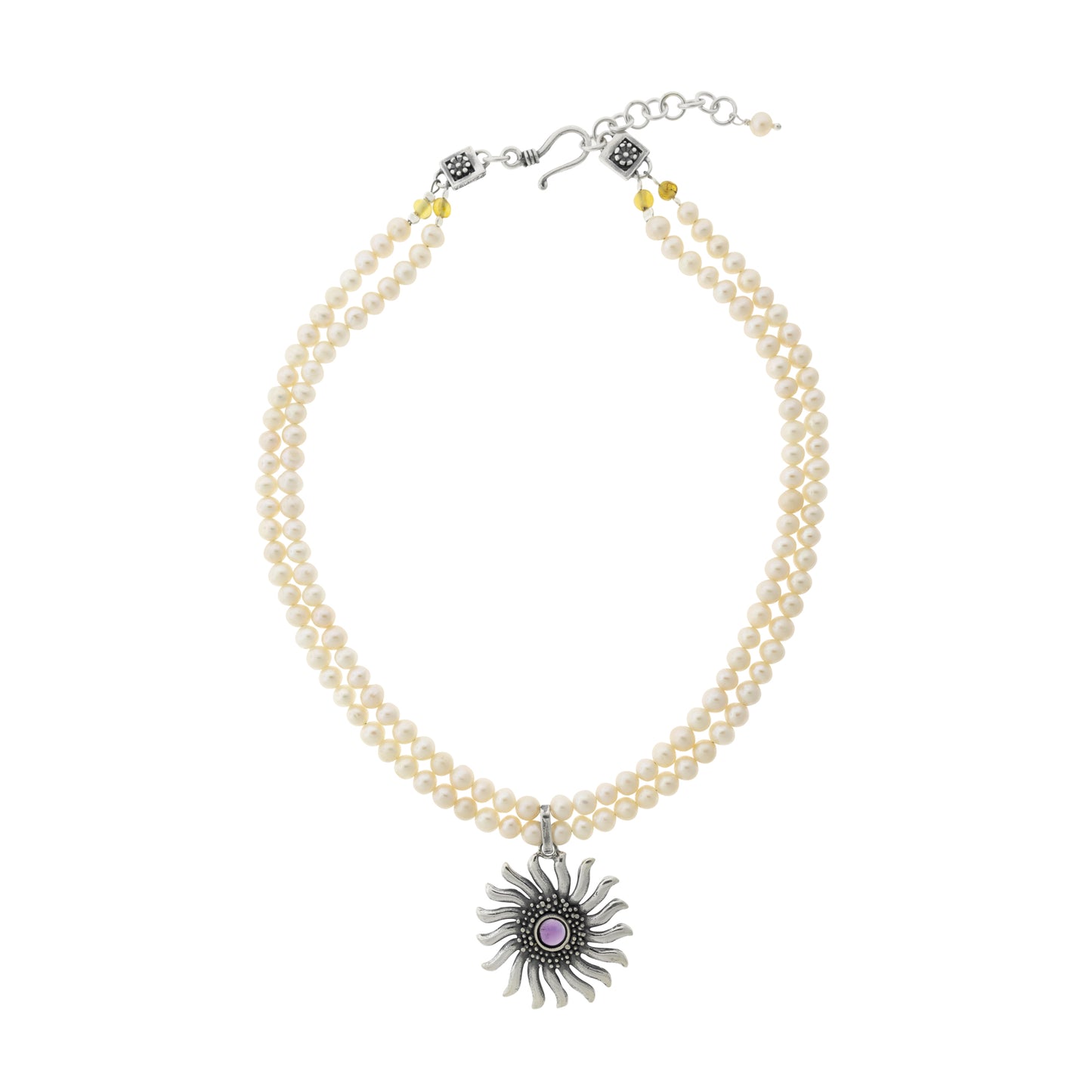Collar Flor Sol con perlas