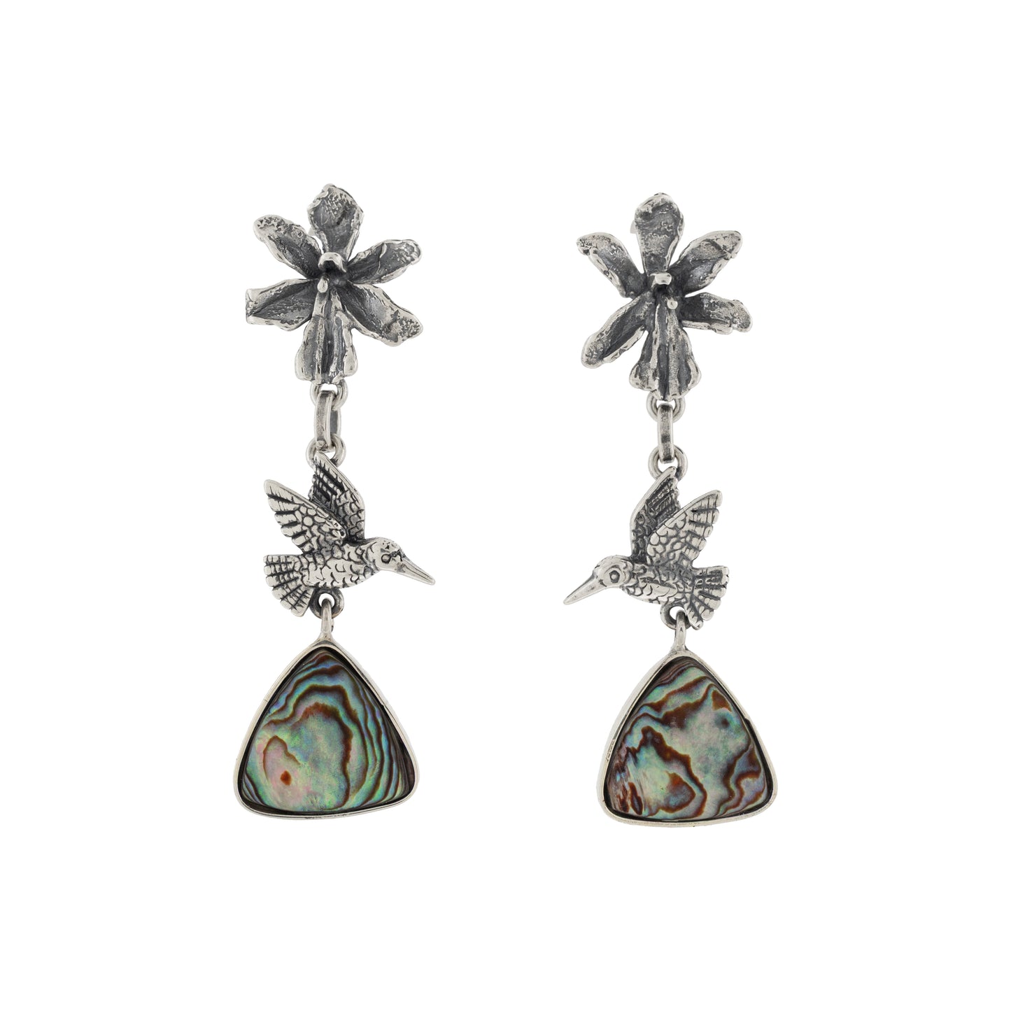 Aretes colibrí enamorado de la orquídea