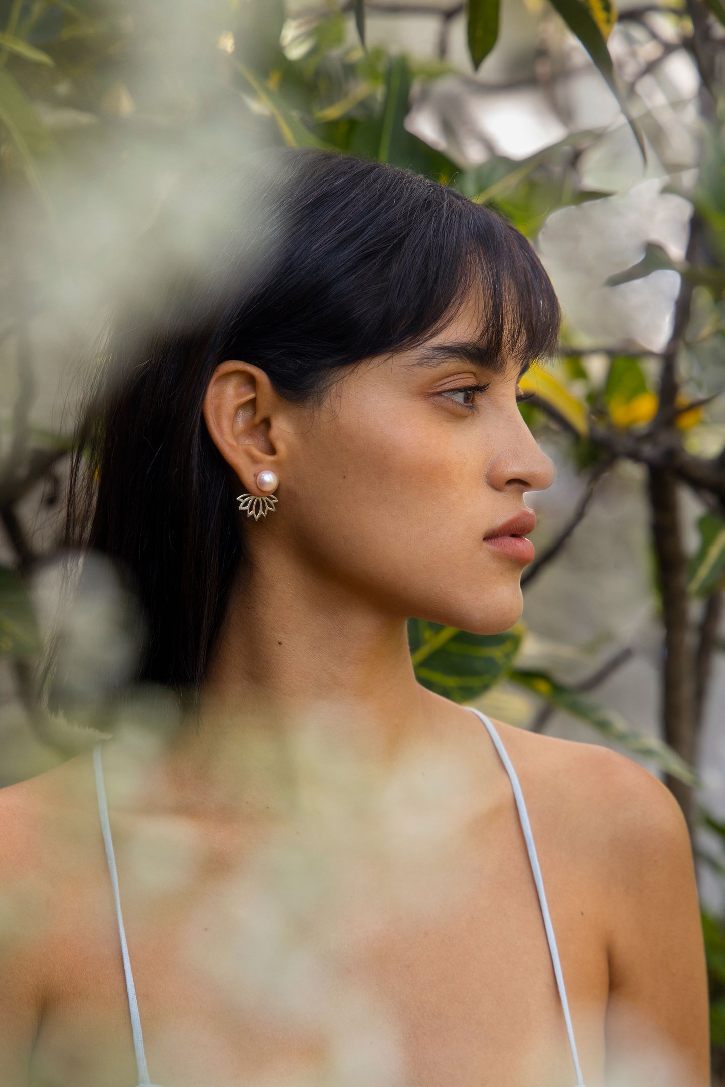 Aretes Earjacket Flor de Loto