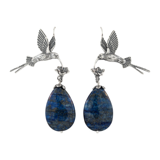 Aretes colibrí colas con perla