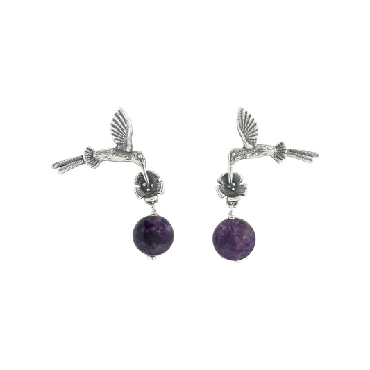 Aretes colibríes colas largas