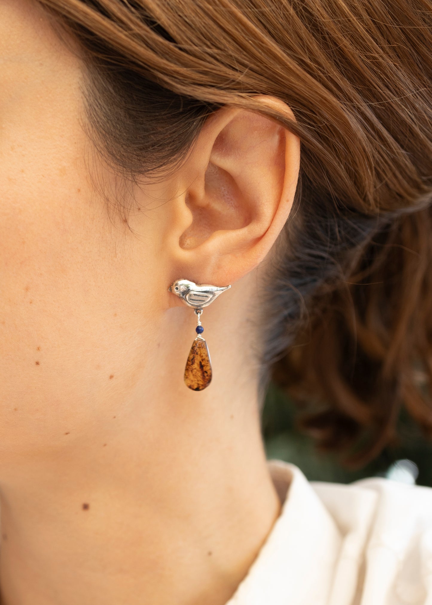 Aretes Pajaritos con Ámbar