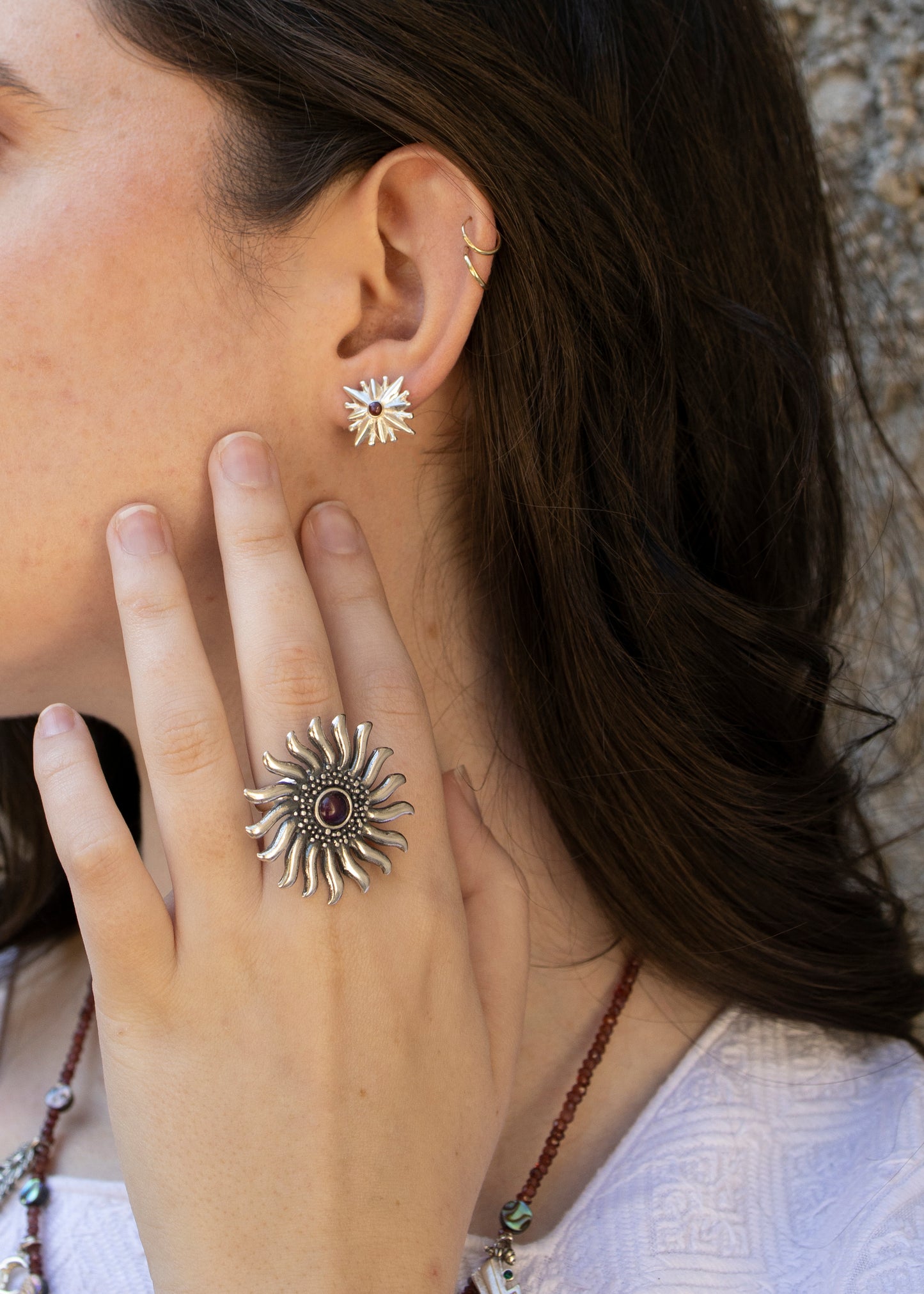 Anillo flor sol grande