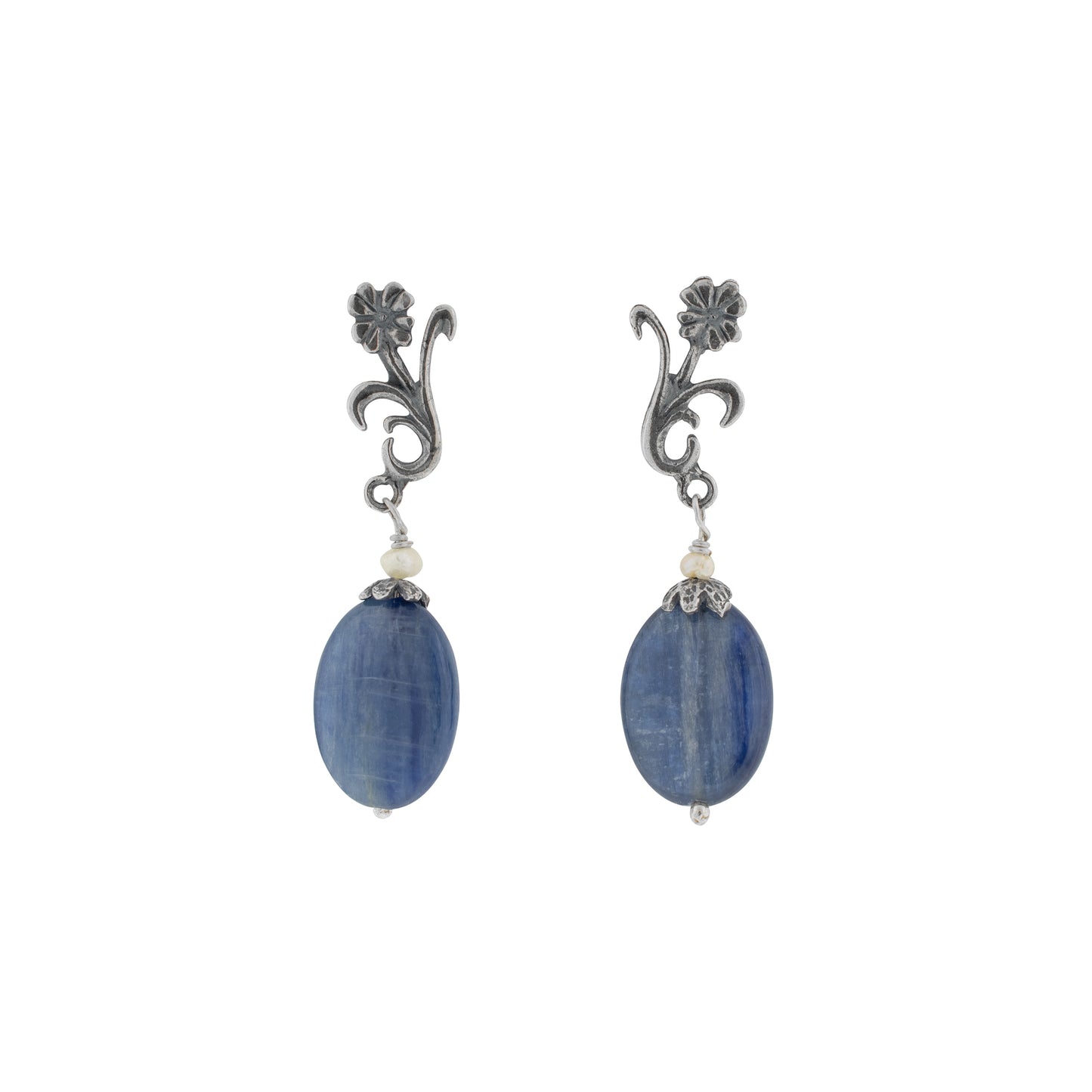 Aretes Flor con tallo chicos - Citlali Joyas