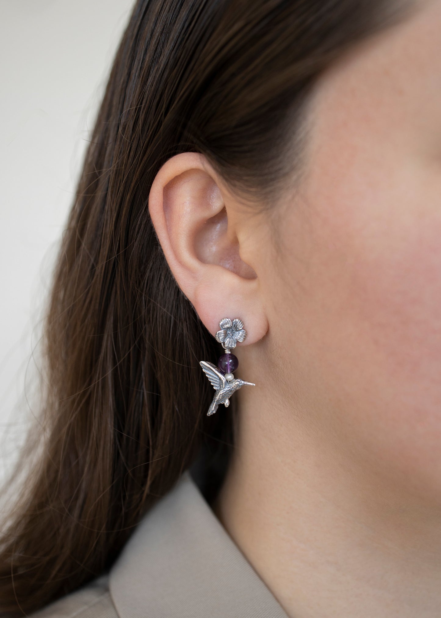 Aretes Colibrí Floreciendo