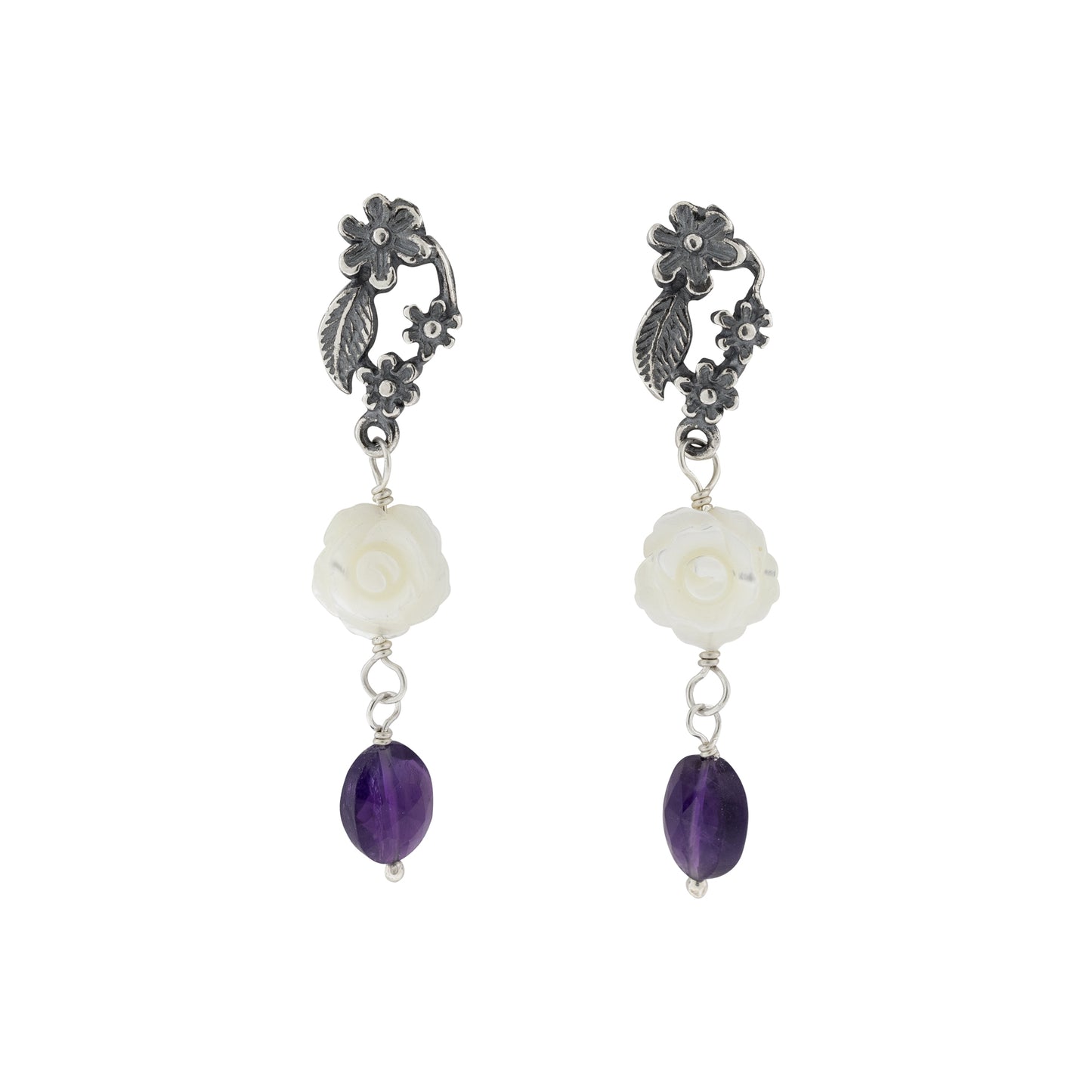 Aretes Flor con tallo chicos