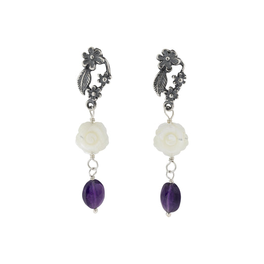 Aretes Flor con tallo chicos