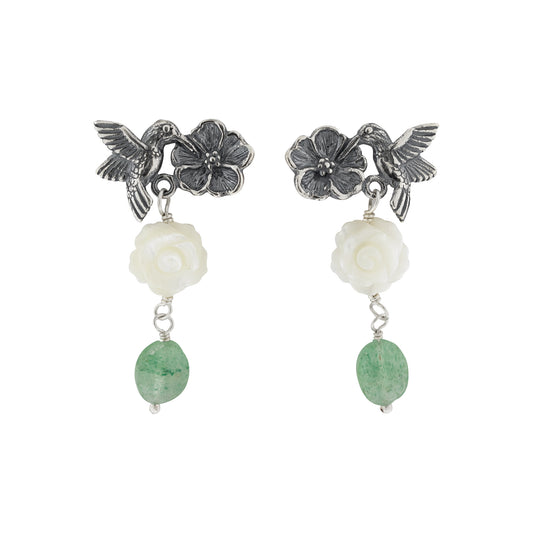 Aretes Colibrí con Flor
