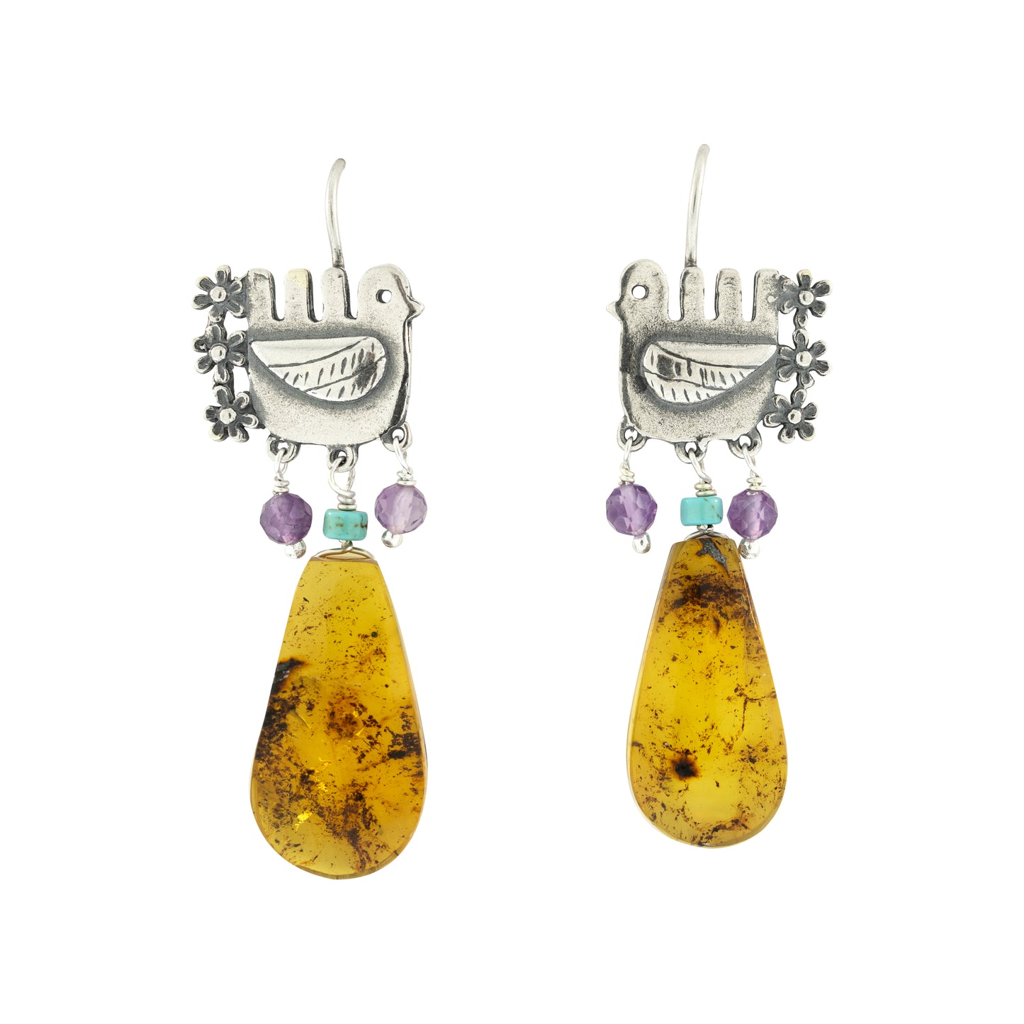 Aretes paloma Citlali con ámbar