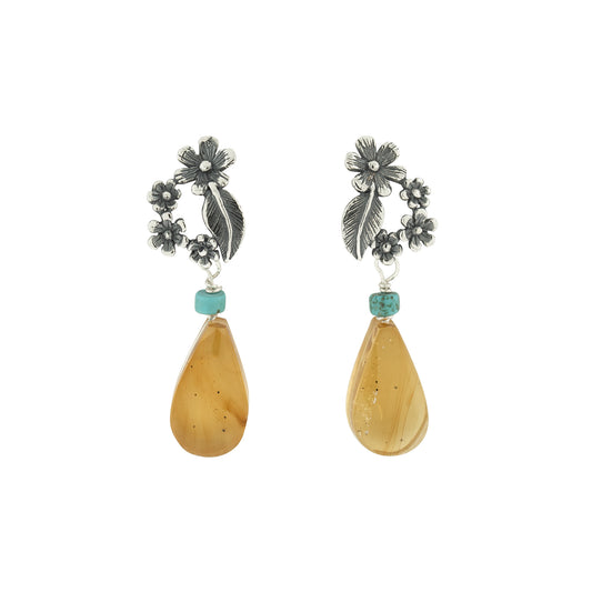 Aretes Corona de Flores con Ámbar.