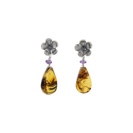 Aretes Flor Armonía con Ambar