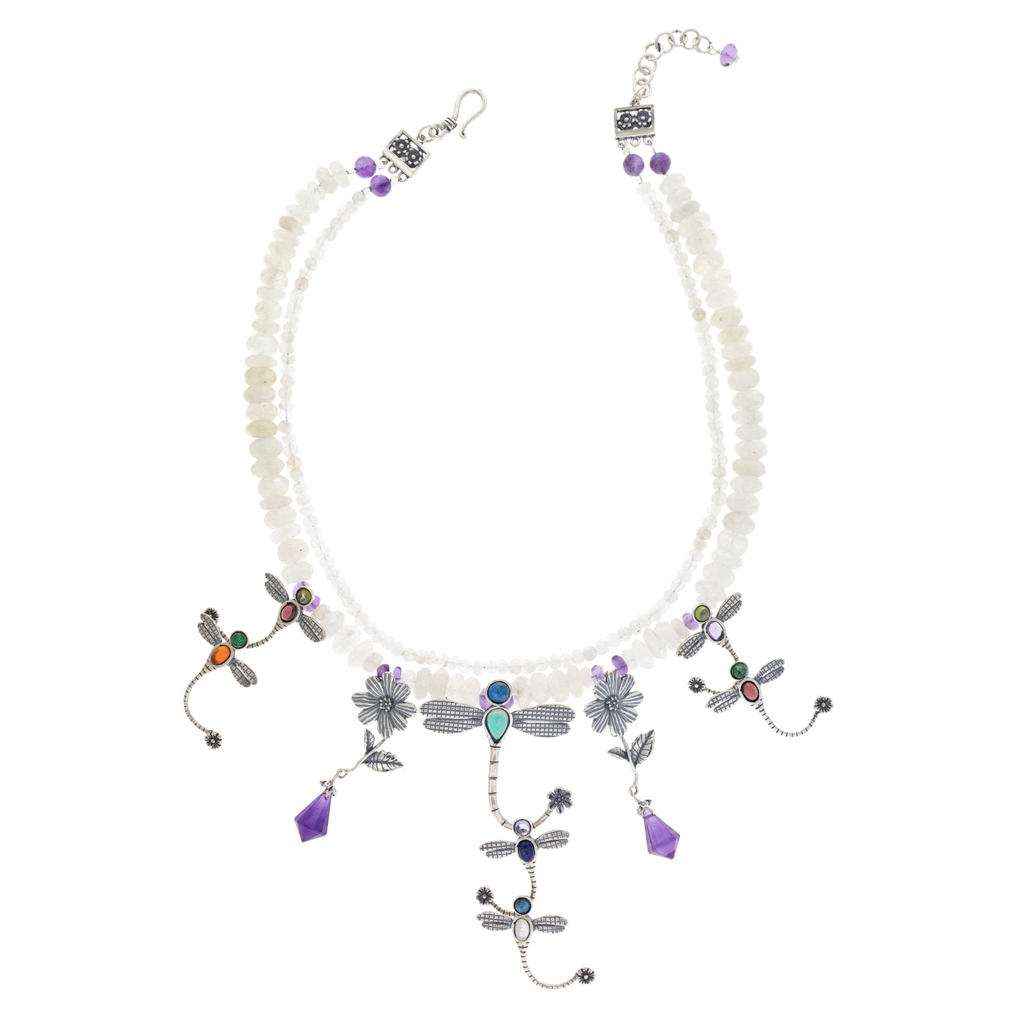 Collar libélulas con flores