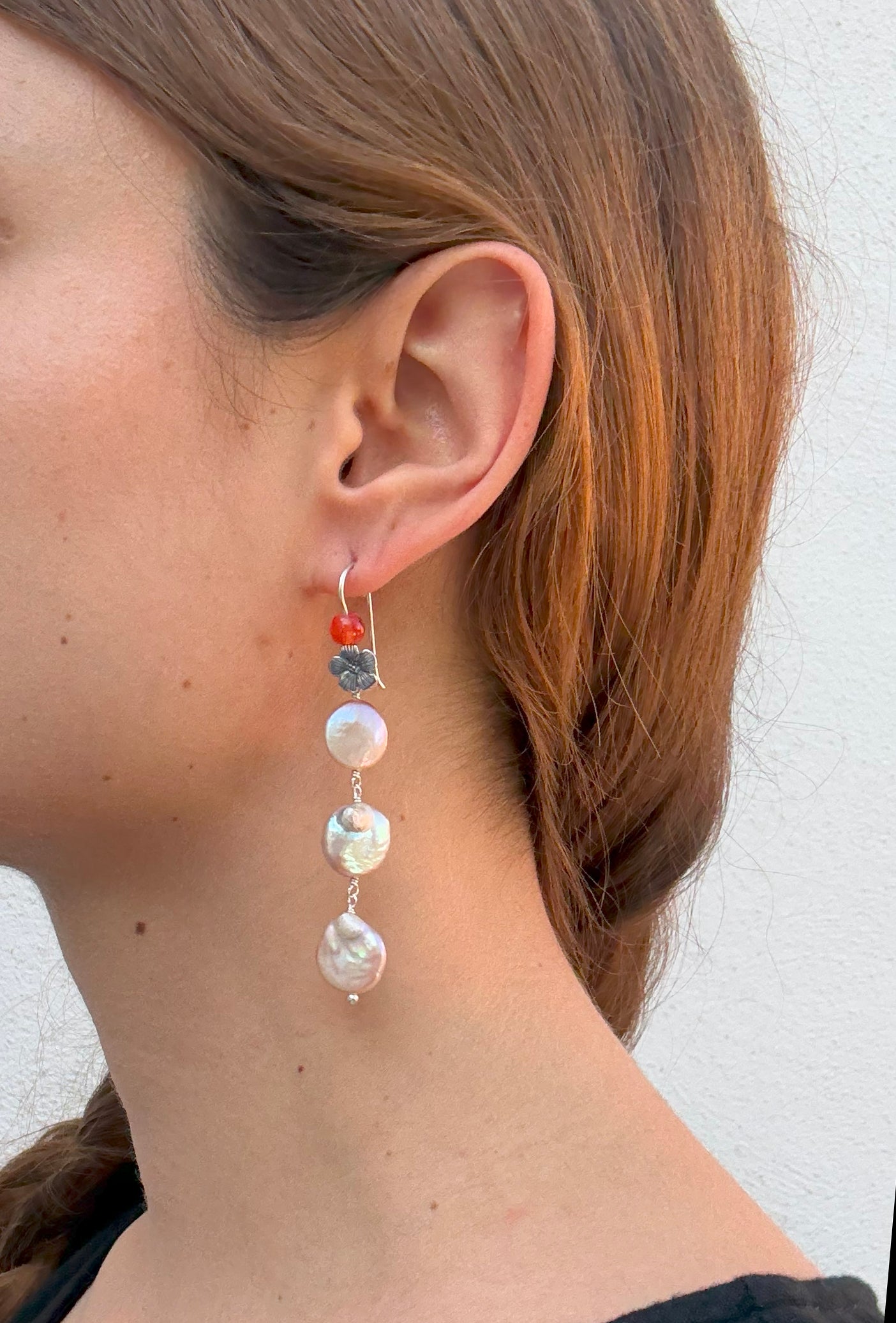 Aretes moneditas de perla