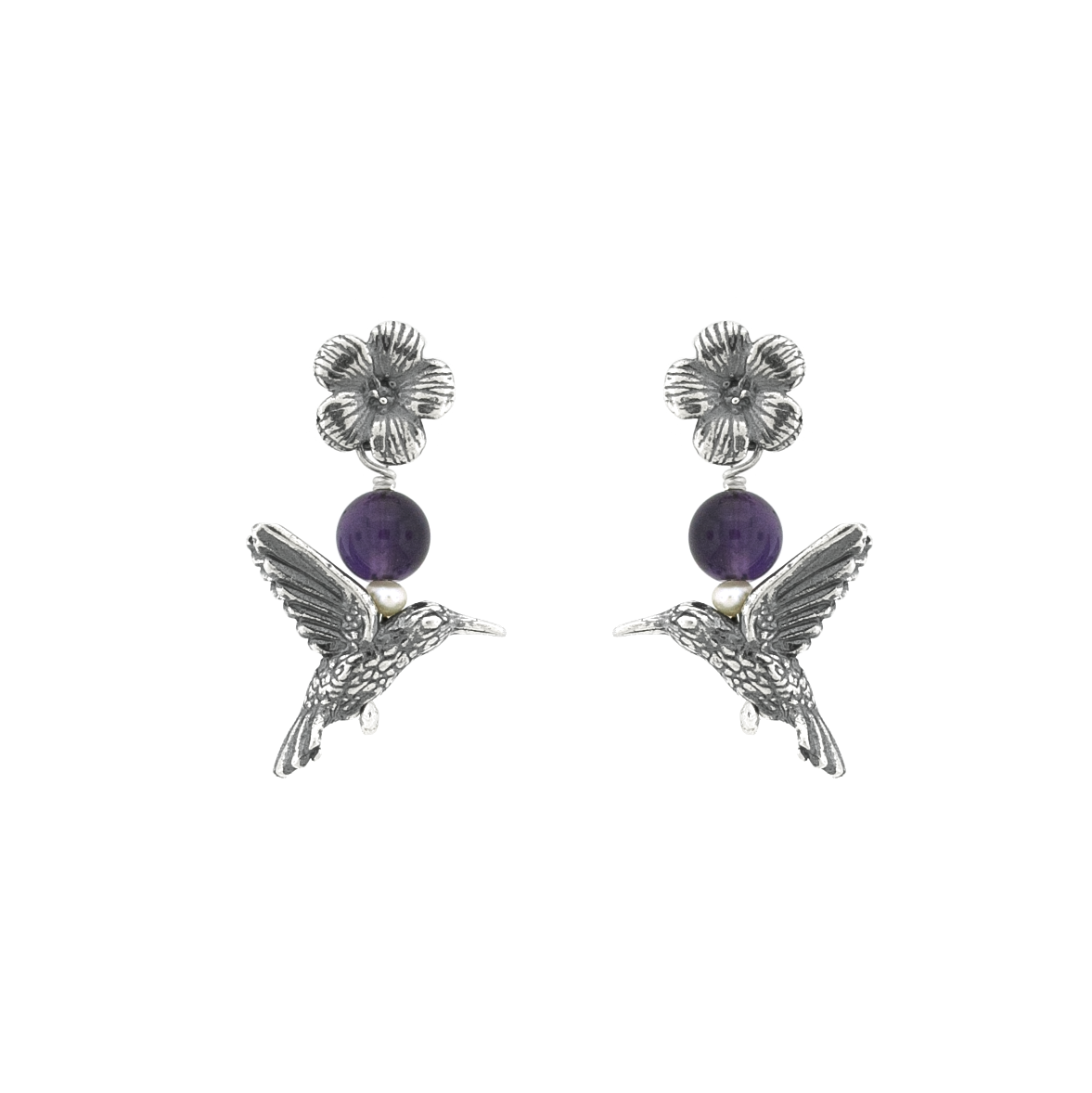 Aretes Colibrí Floreciendo