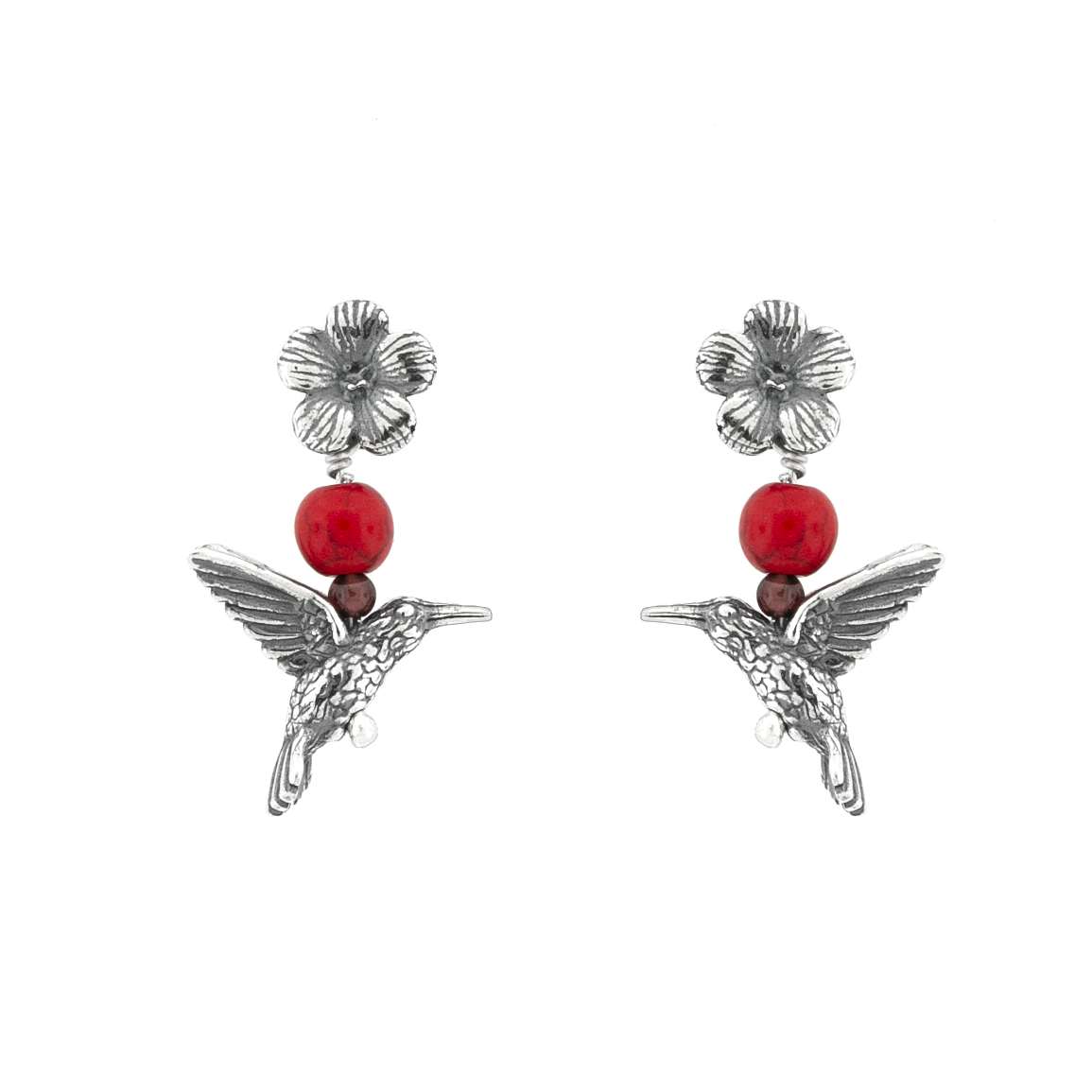 Aretes Colibrí Floreciendo