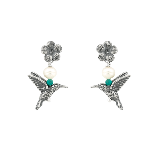 Aretes Colibrí Floreciendo