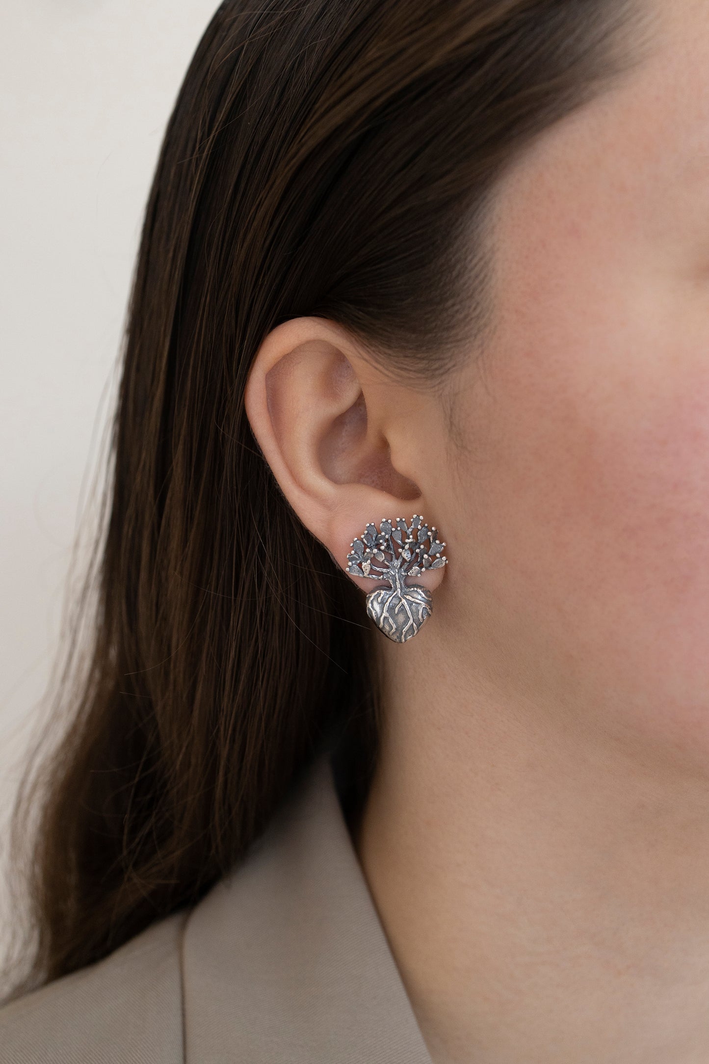 Aretes Corazón de Nopal medianos - Citlali Joyas