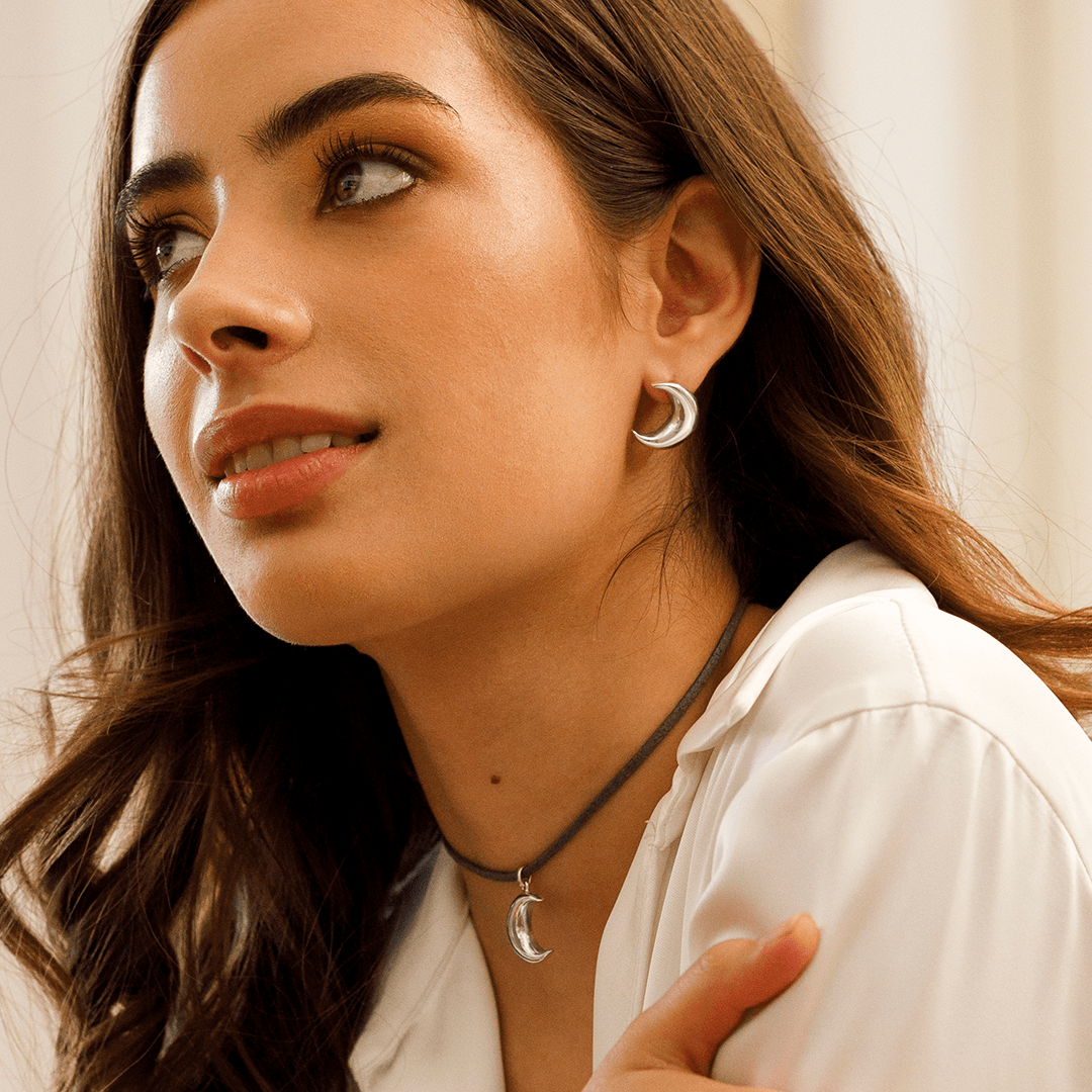 Aretes Luna Creciente - Citlali Joyas