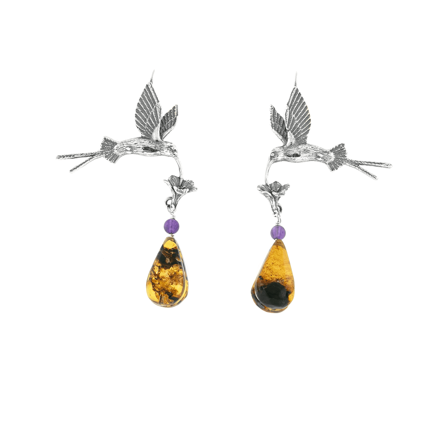 Aretes Colibríes Cola Larga grandes - Citlali Joyas