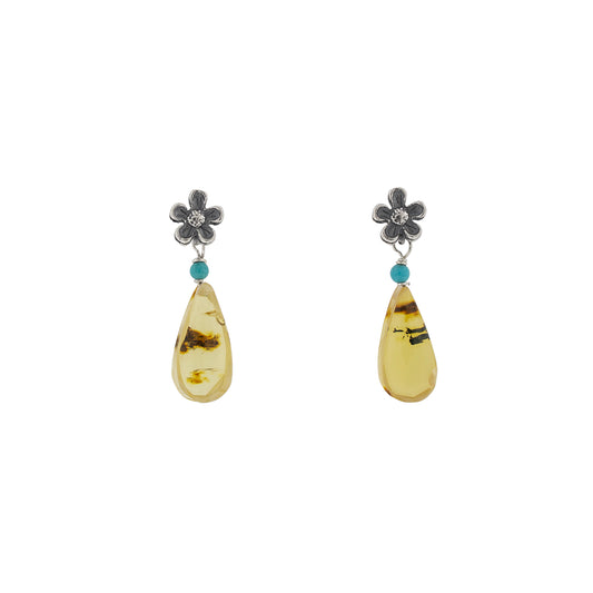 Aretes Florecita con Ámbar