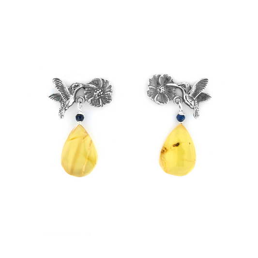 Aretes Colibrí con Flor