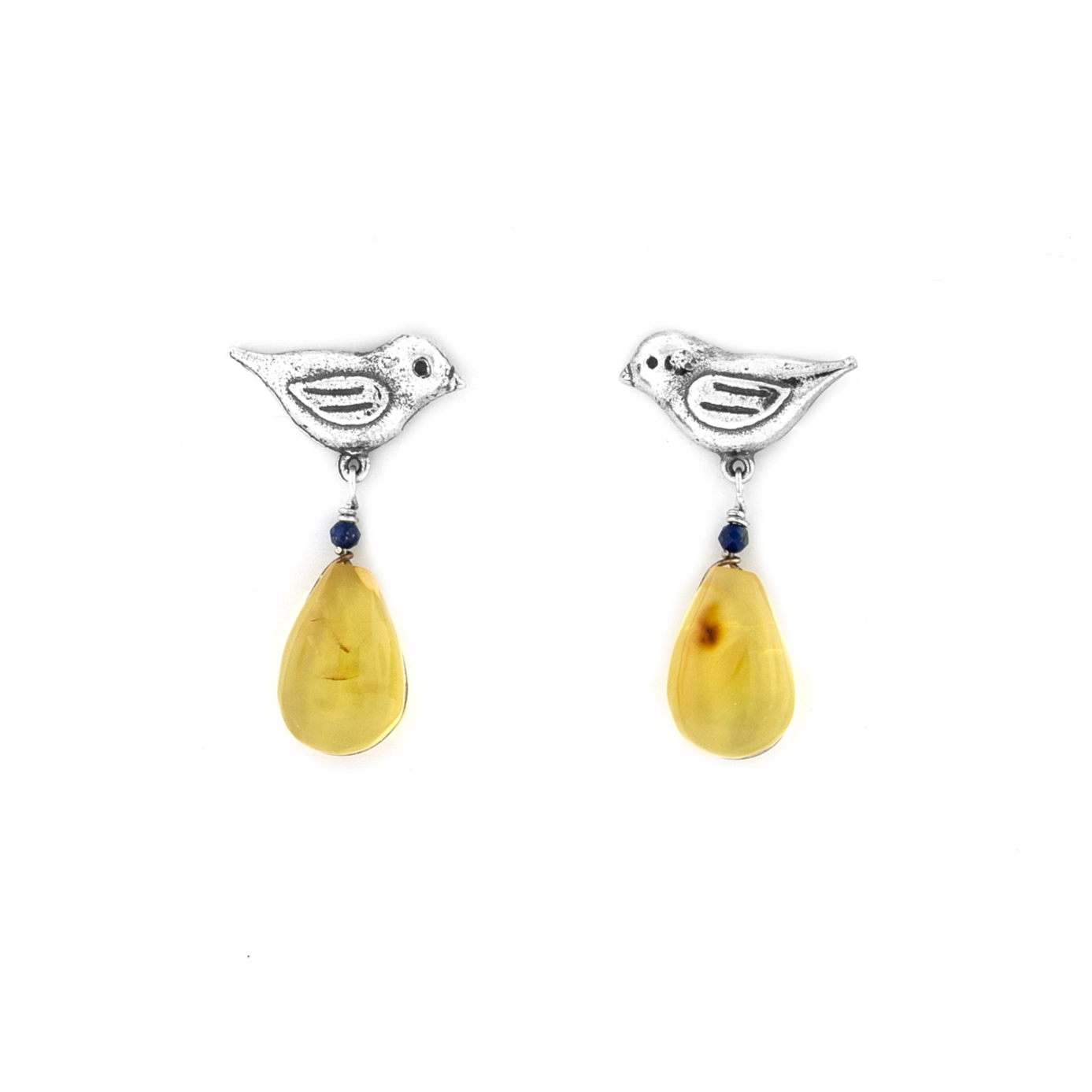 Aretes Pajaritos con Ámbar