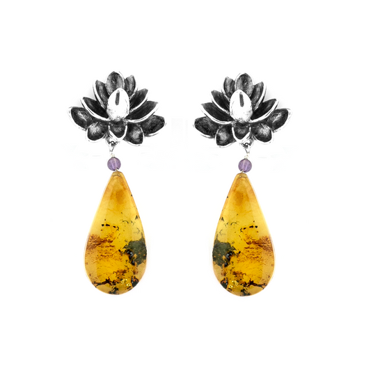 Aretes Flor de Loto medianos - Citlali Joyas