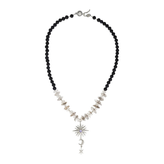 Collar cuarzo herkimer con estrella resplandeciente