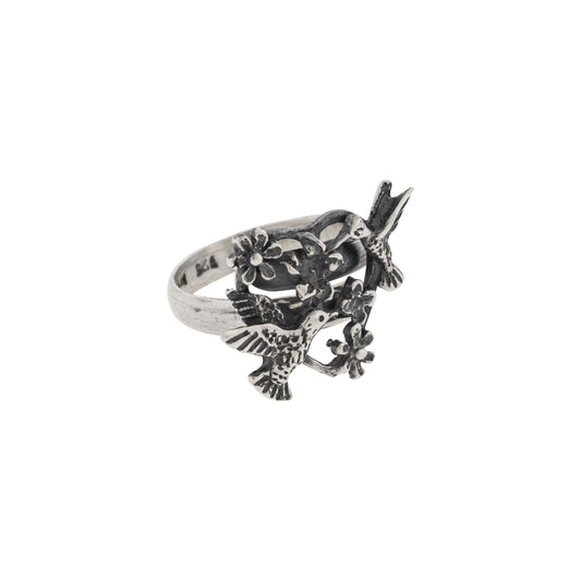 Anillo colibríes enamorados