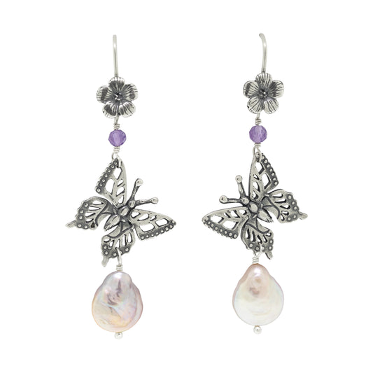 Aretes Mariposa Monarca Largos