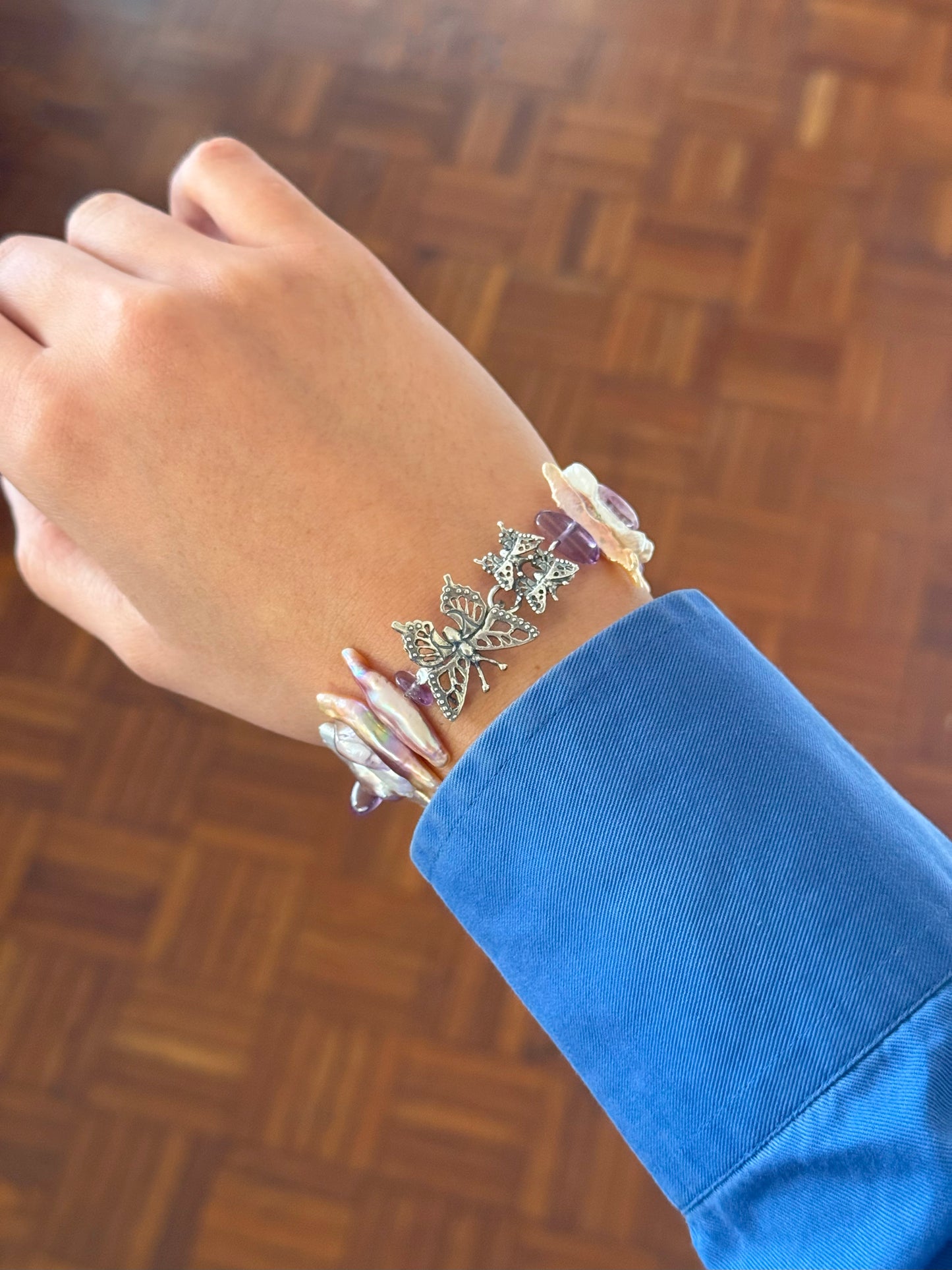 Pulsera mariposas color de rosa