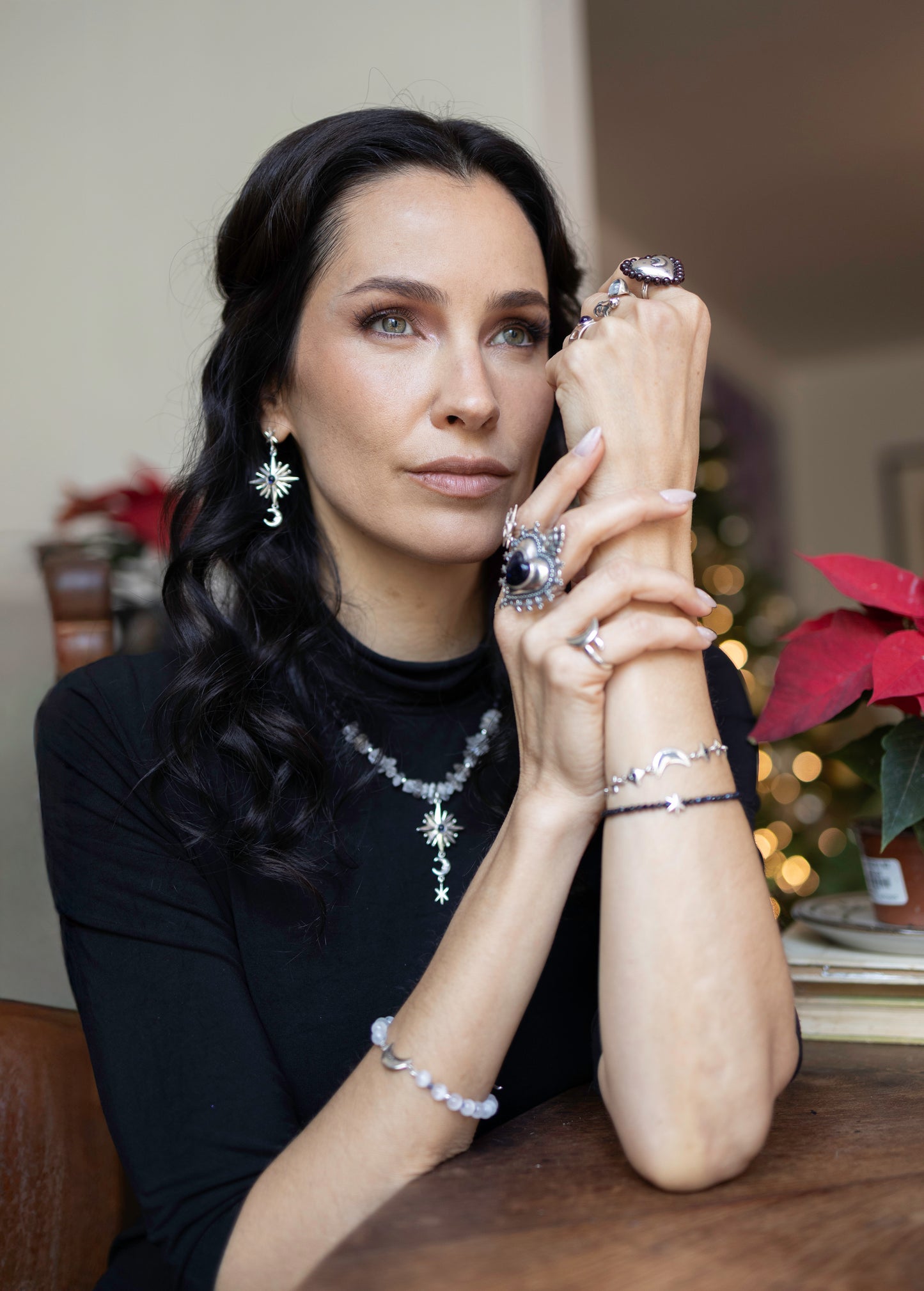 Collar cuarzo herkimer con estrella resplandeciente