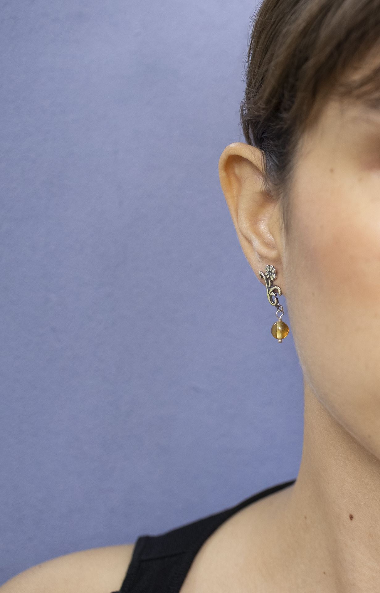 Aretes Flor Tallo
