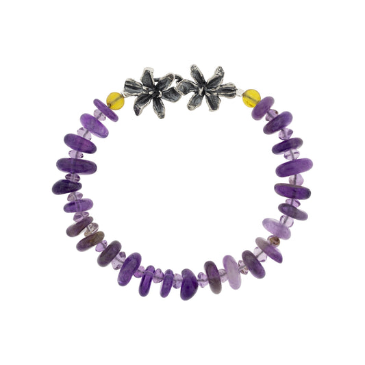 Pulsera armonía lila con orquídeas