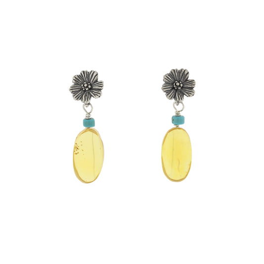 Aretes Margaritas chicos con Ambar