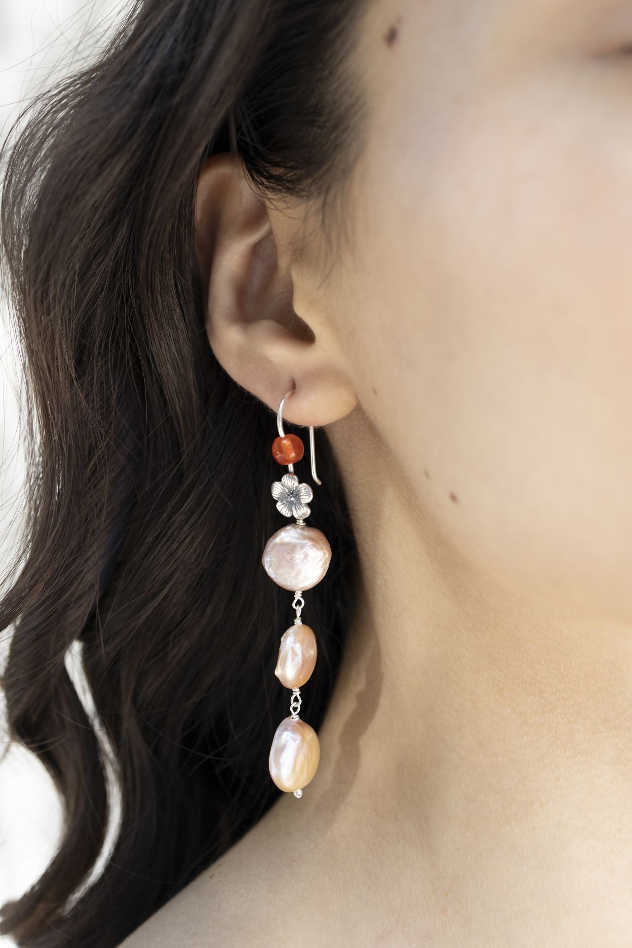 Aretes moneditas de perla