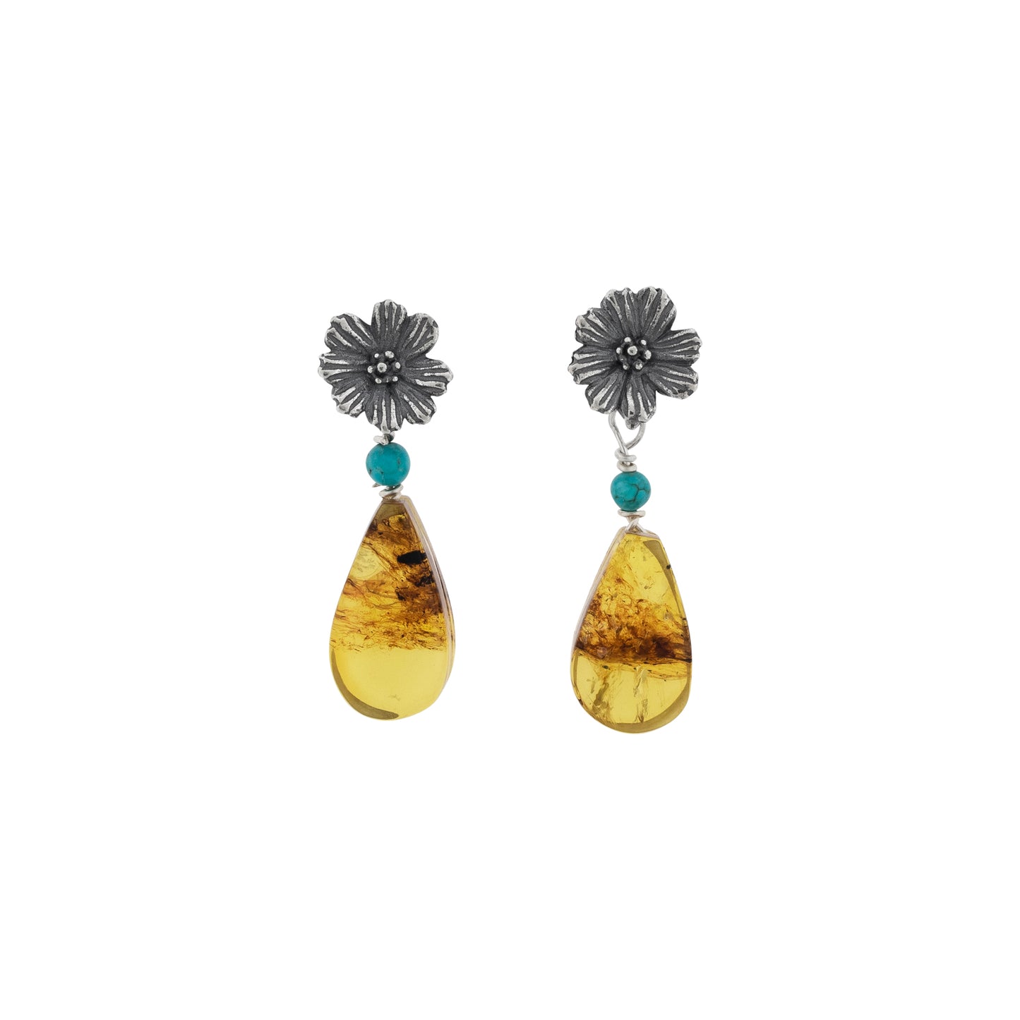 Aretes Margaritas chicos con Ambar