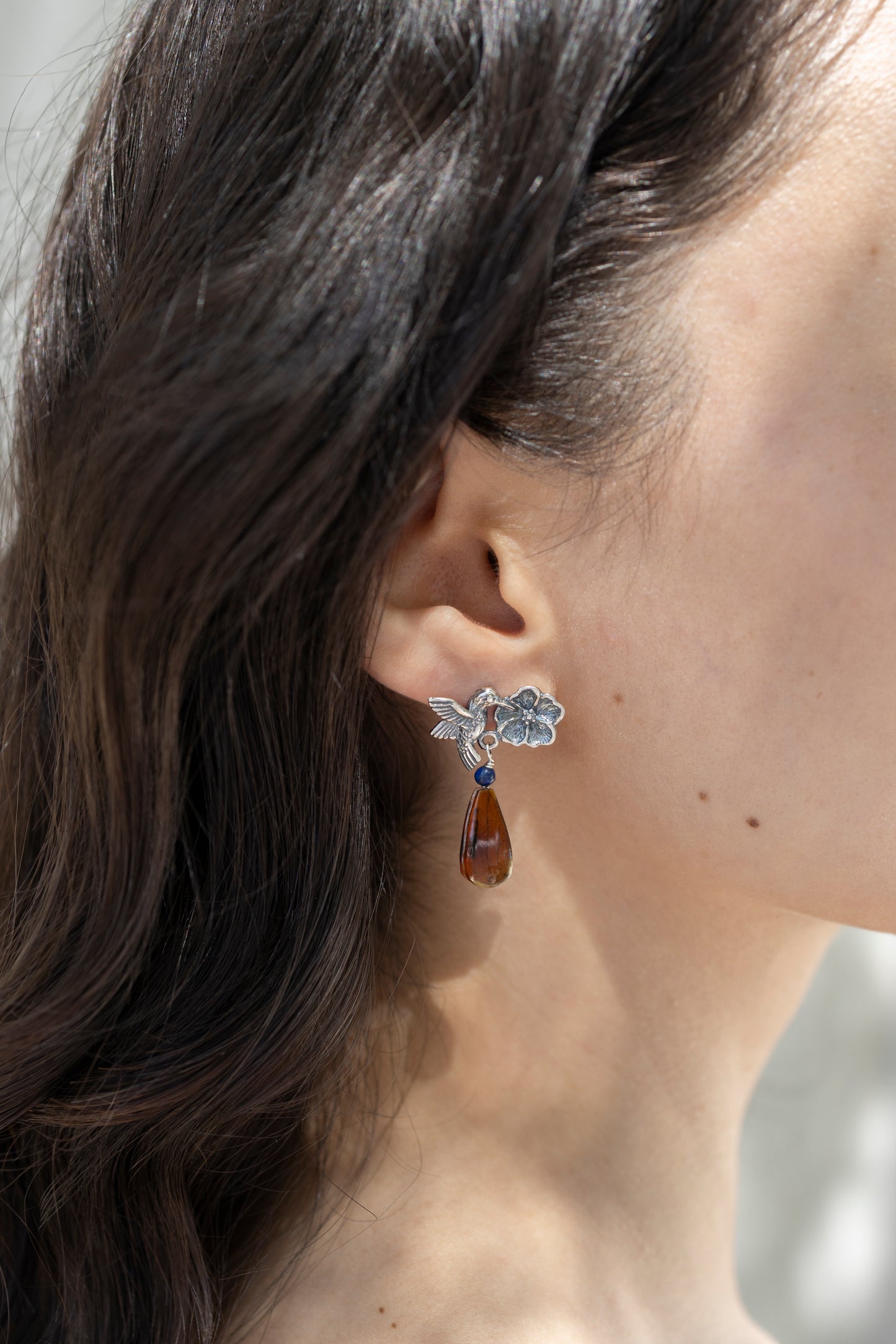 Aretes Colibrí con Flor