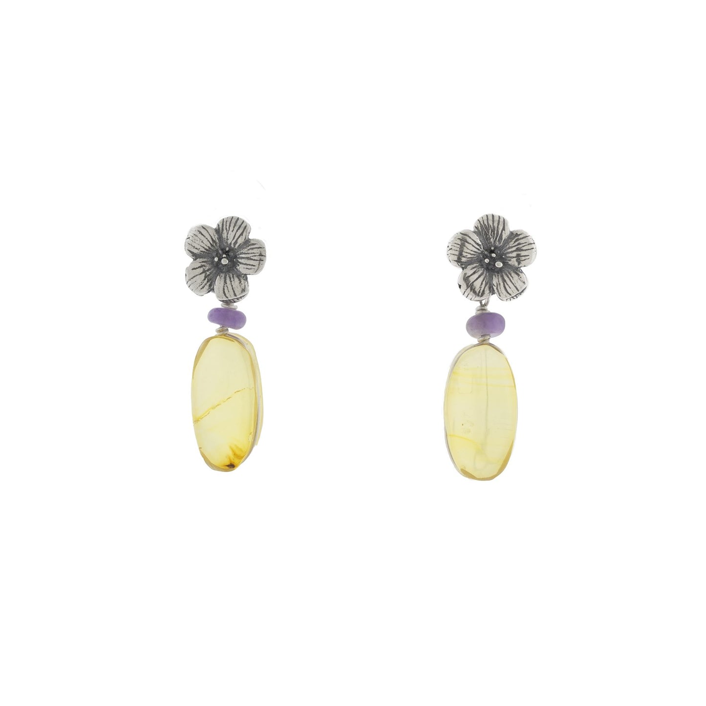 Aretes Flor Armonía con Ambar