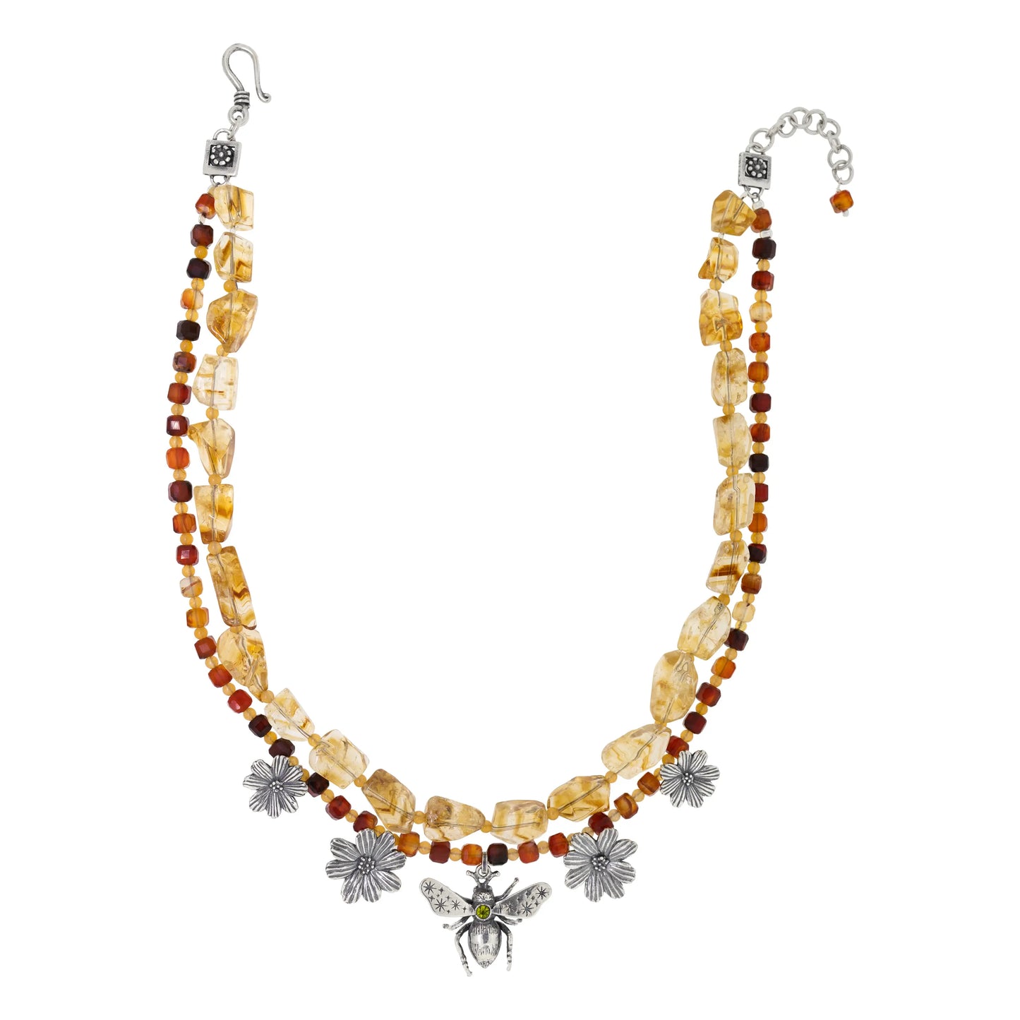 Collar abeja reina con flores