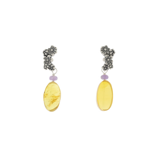 Aretes Ramito de Flores con Ámbar