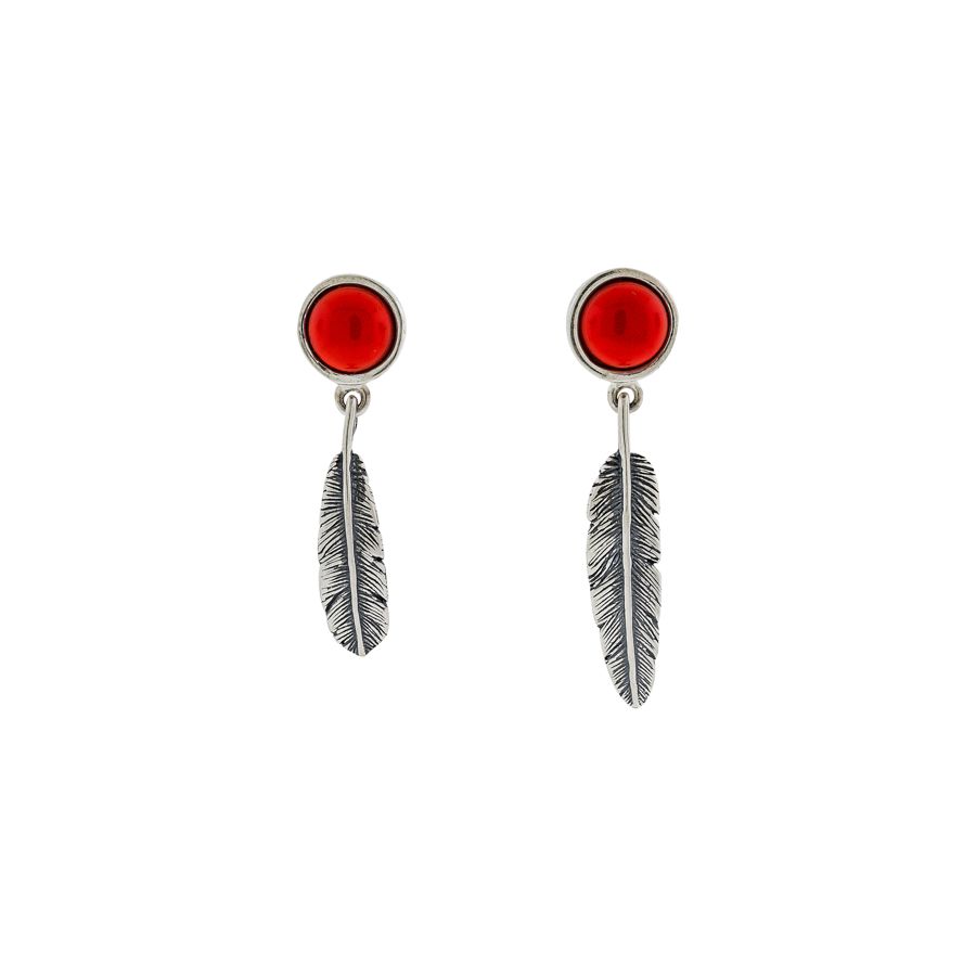 Aretes Pluma Rubí
